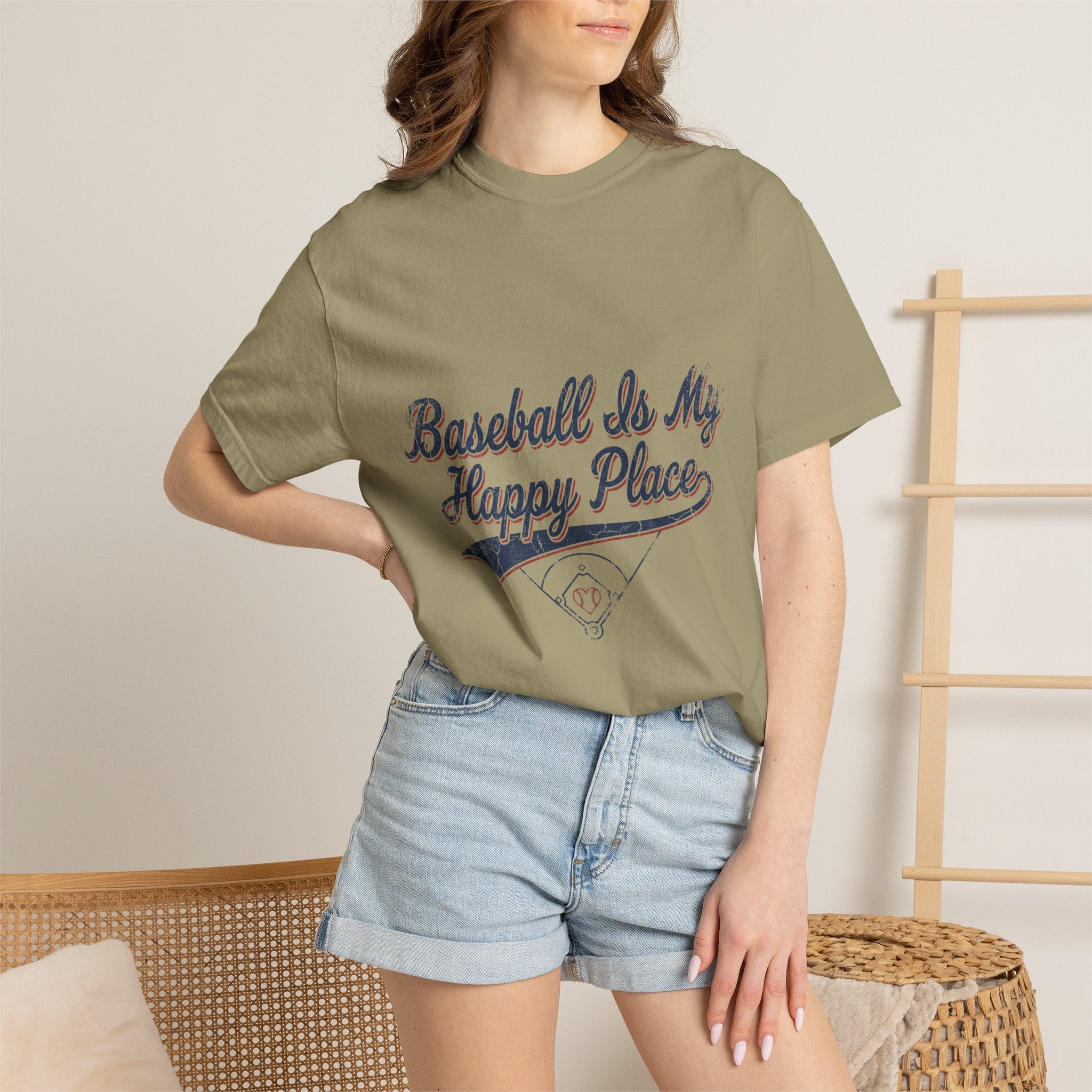 Baseball Is My Happy Place Shirt - Vintage Baseball Mom Comfort Colors Tee