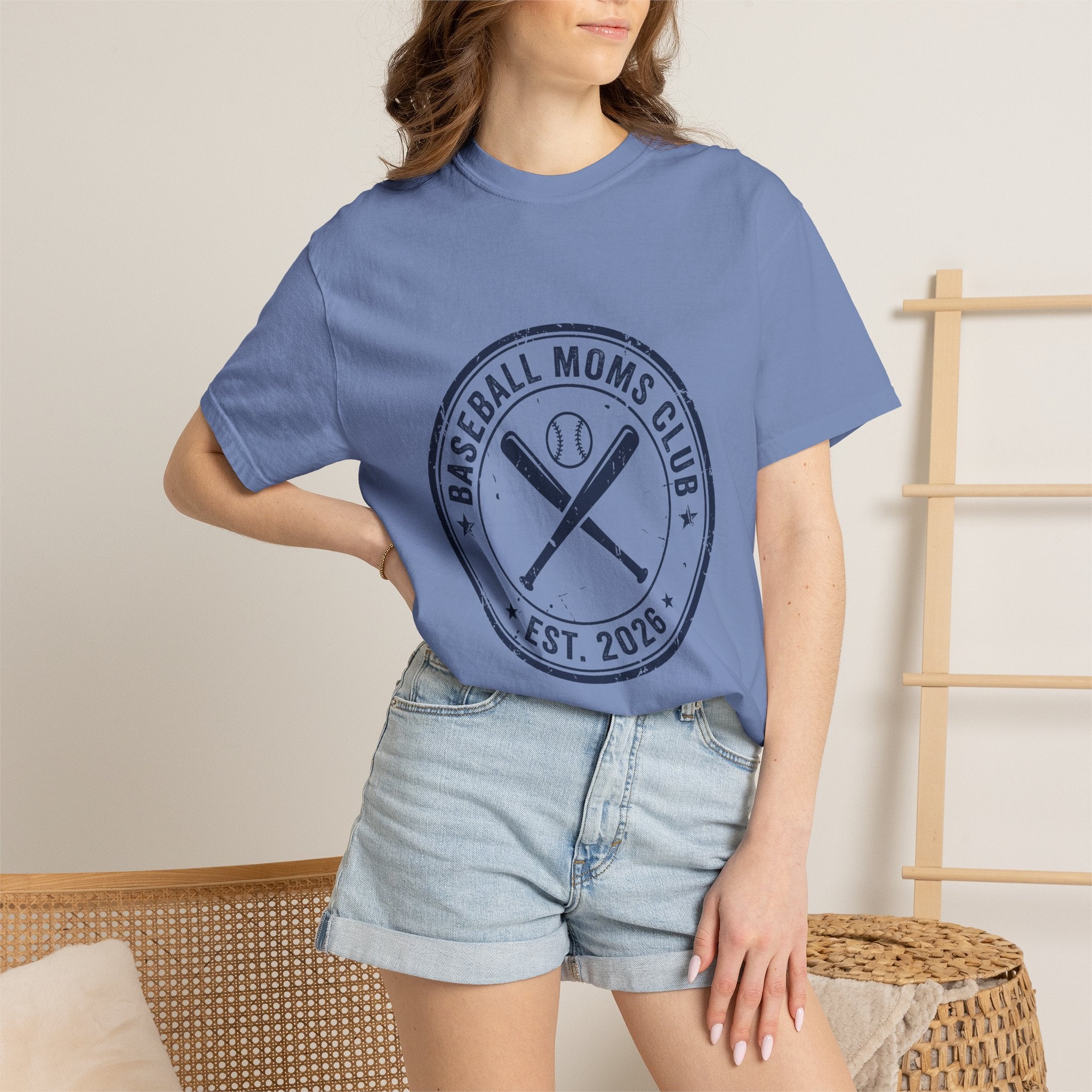 Baseball Moms Club Baseball Mom Shirt — Comfort Colors Washed Denim Vintage Tee