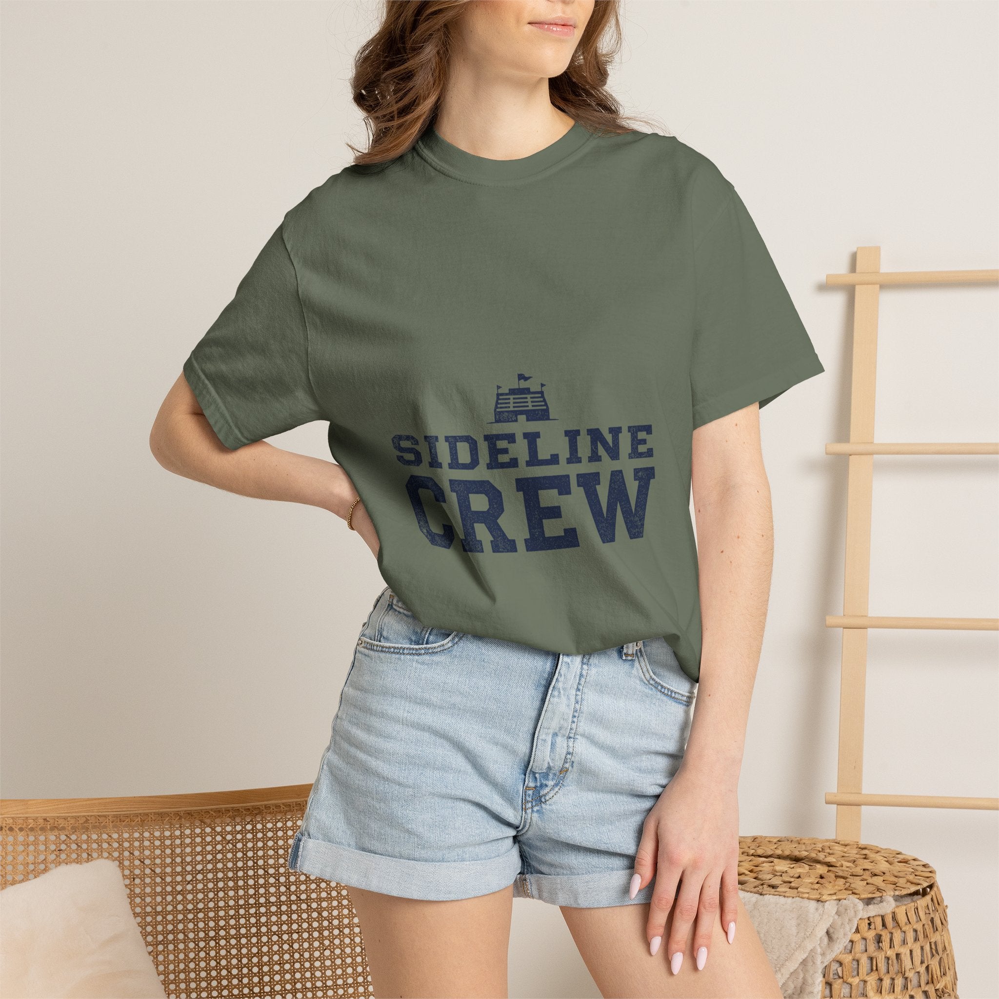 Sideline Crew Baseball Mom Shirt — Comfort Colors Moss Vintage Tee
