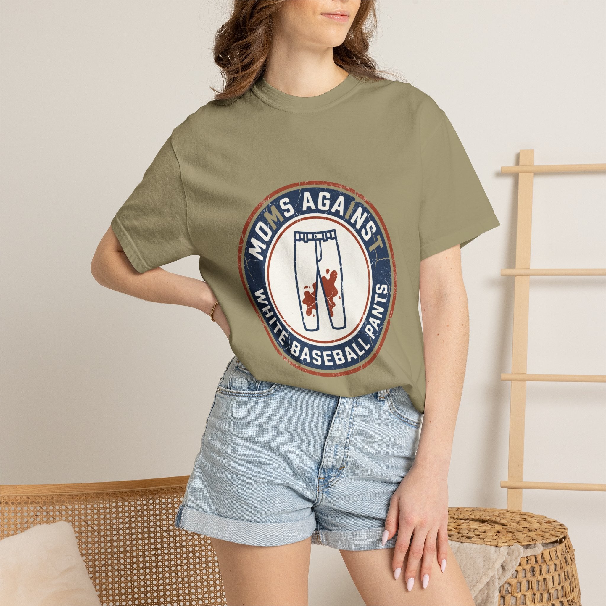 Moms Against White Baseball Pants Shirt - Funny Baseball Mom Comfort Colors Tee