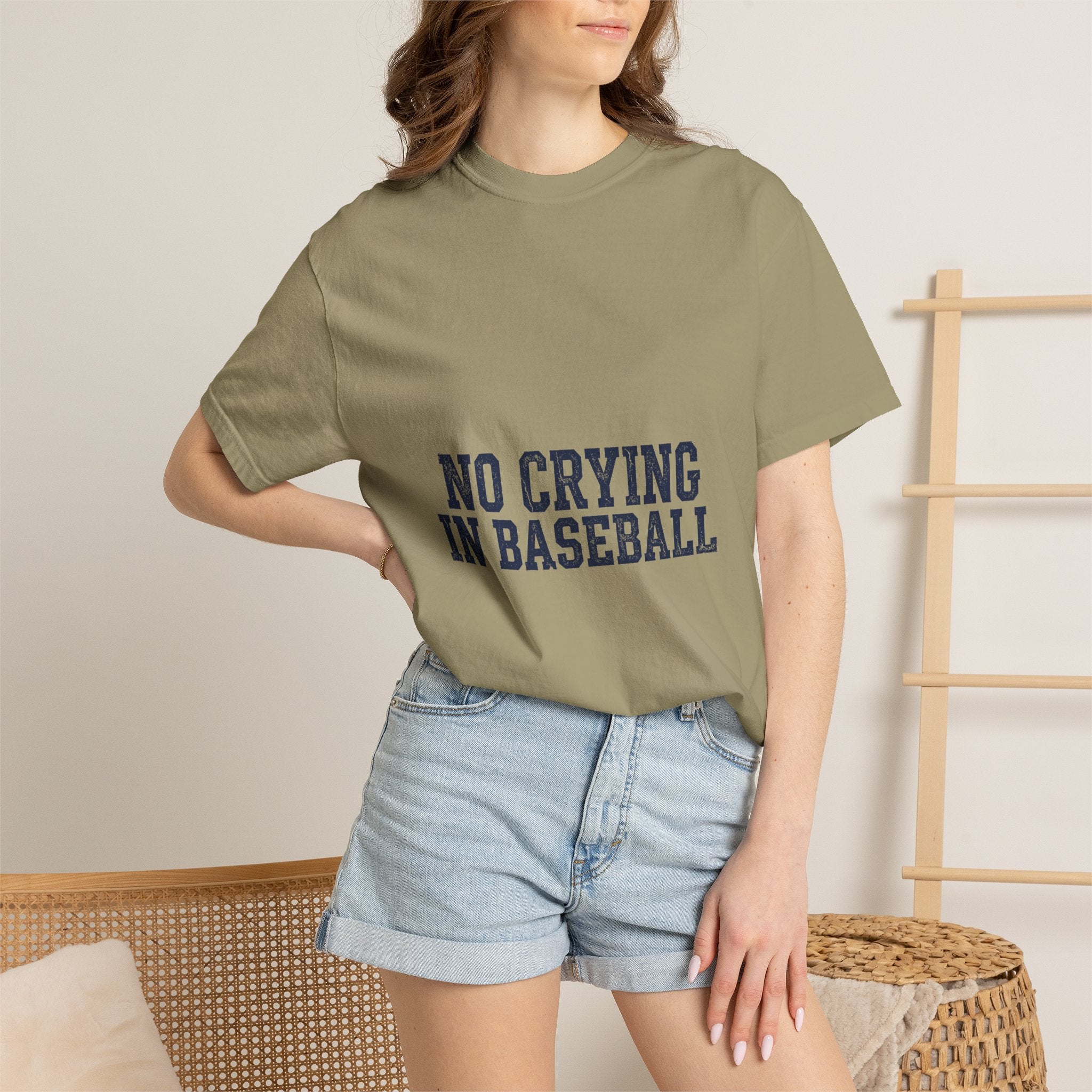 No Crying In Baseball Baseball Mom Shirt — Comfort Colors Khaki Vintage Tee